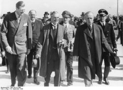 British Prime Minister Neville Chamberlain and German Foreign Minister Joachim von Ribbentrop, 1938
