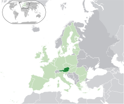 Location of Austria(dark green)–on the European continent(light green &dark grey)–in the European Union(light green) — [Legend]
