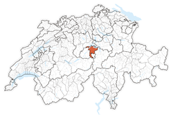 Map of Switzerland, location of Nidwalden highlighted
