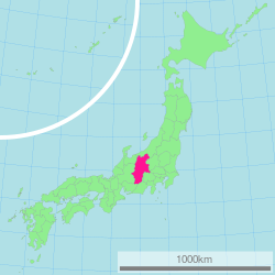 Map of Japan with Nagano highlighted