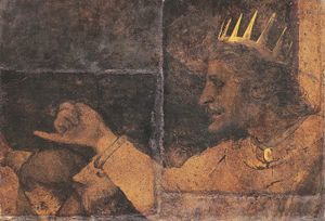 Rehoboam. Fragment of Wall Painting from Basel Town Hall Council Chamber, by Hans Holbein the Younger..jpg