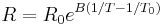 R=R_0e^{B(1/T-1/T_0)}