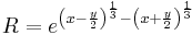R=e^{{\left( x-{y \over 2} \right)}^{1\over 3}-{\left( x+{y \over 2} \right)}^{1\over 3}}