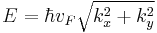 E = \hbar v_F\sqrt{k_x^2+k_y^2}